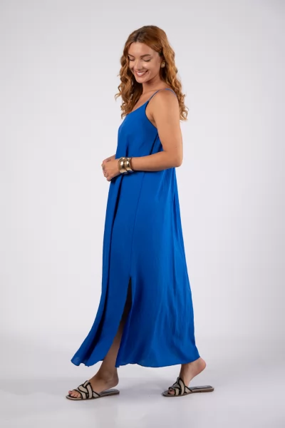 Φόρεμα Μaxi Τιράντες Μπλε Ρουά