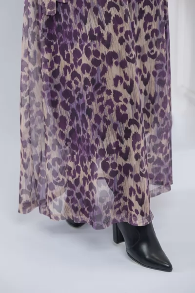 Φόρεμα Maxi Τούλι Leopar Μωβ