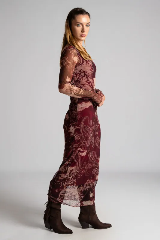 Maxi Tulle Paisley Dress