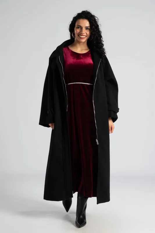 Φόρεμα Maxi Velvet Μονόχρωμο