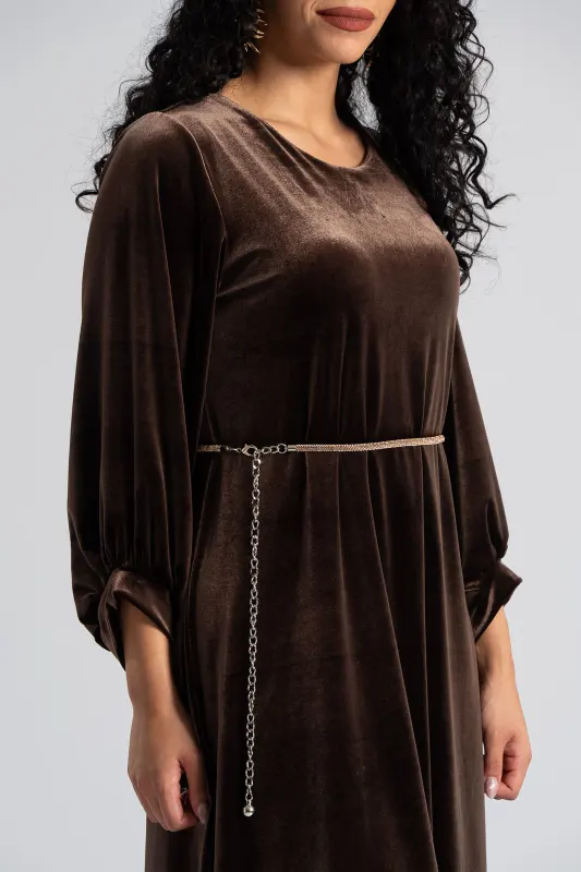 Φόρεμα Maxi Velvet Μονόχρωμο