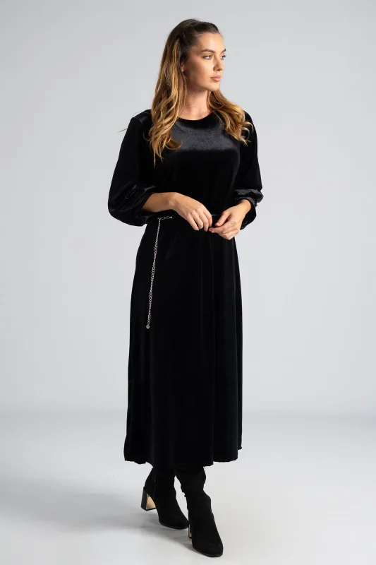 Φόρεμα Maxi Velvet Μονόχρωμο