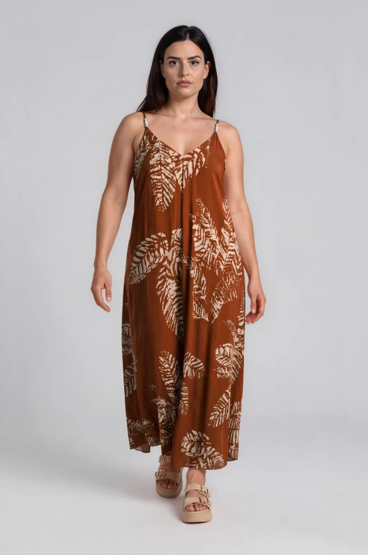 Dress with Decorative Beads Leaves