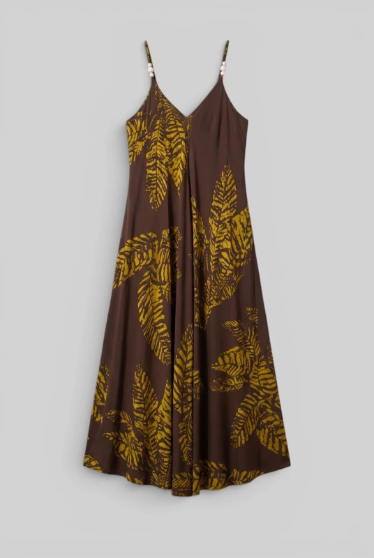 Dress with Decorative Beads Leaves