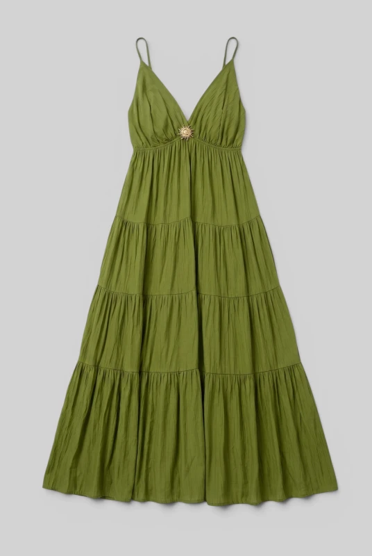 Dress with Decorative Brooch