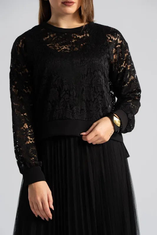 Φόρεμα Με Μπλούζα Λεπτομέρεια Δαντέλα