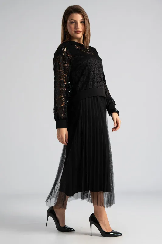 Φόρεμα Με Μπλούζα Λεπτομέρεια Δαντέλα