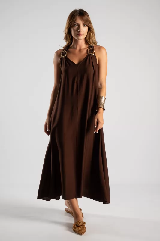 Dress Metallic Element Solid Colour