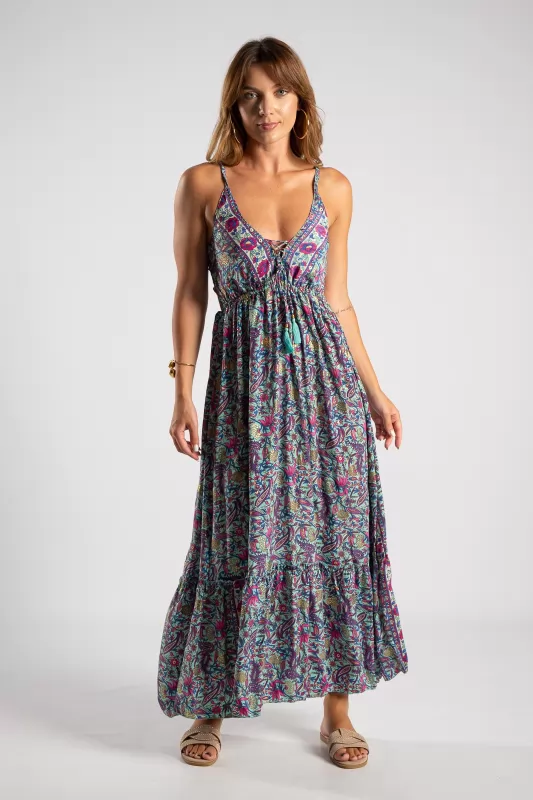 Φόρεμα Μεταξωτό Floral Άνοιγμα Πλάτη
