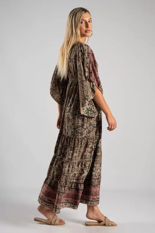 Φόρεμα Μεταξωτό Maxi Ethnic