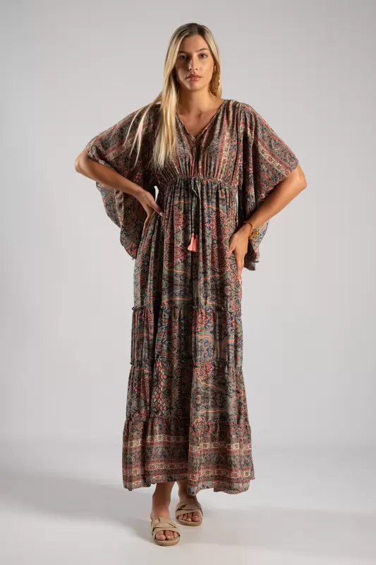 Φόρεμα Μεταξωτό Maxi Ethnic