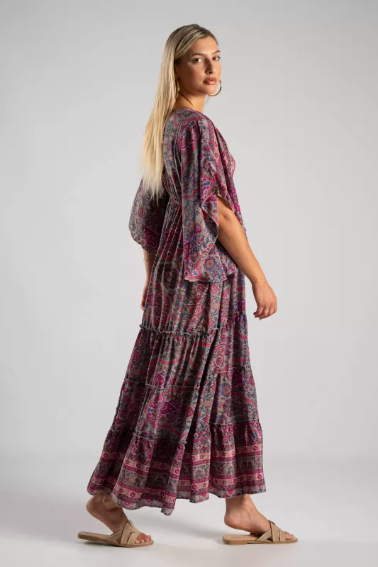 Φόρεμα Μεταξωτό Maxi Ethnic