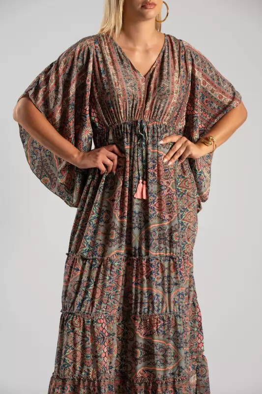 Φόρεμα Μεταξωτό Maxi Ethnic