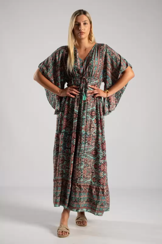 Φόρεμα Μεταξωτό Maxi Ethnic