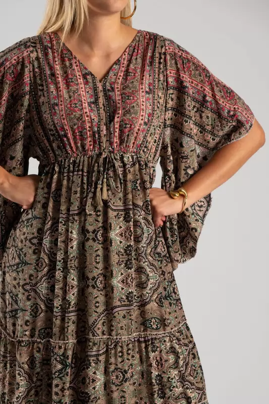 Φόρεμα Μεταξωτό Maxi Ethnic
