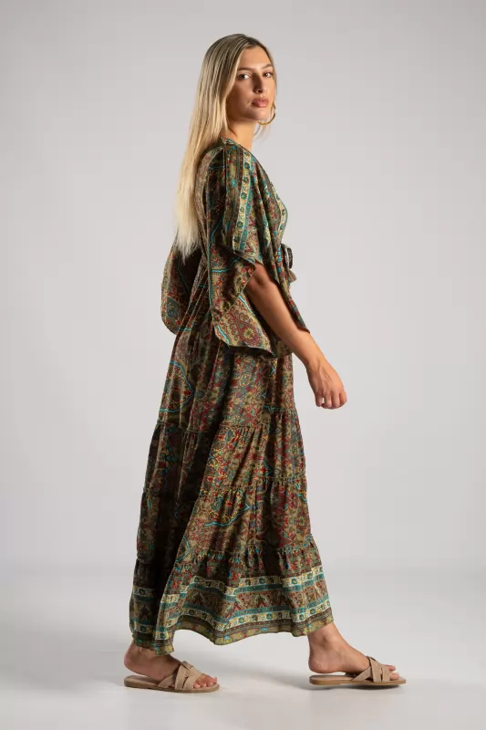 Φόρεμα Μεταξωτό Maxi Ethnic