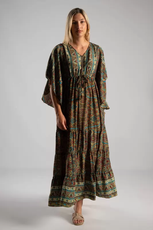 Φόρεμα Μεταξωτό Maxi Ethnic