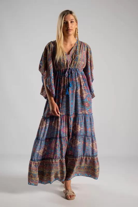 Φόρεμα Μεταξωτό Maxi Ethnic