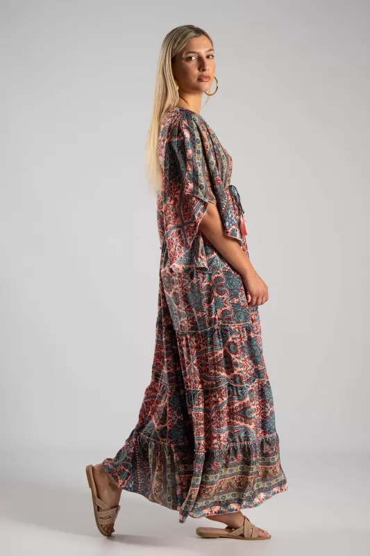 Φόρεμα Μεταξωτό Maxi Ethnic