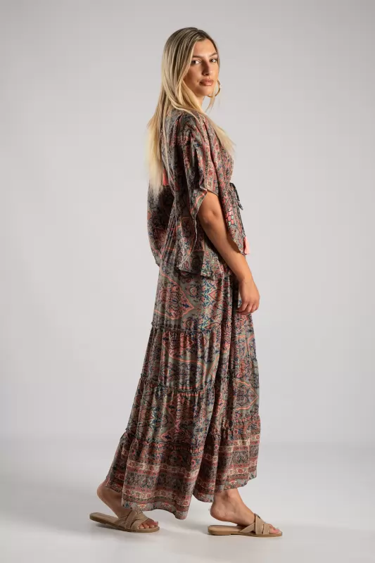 Φόρεμα Μεταξωτό Maxi Ethnic