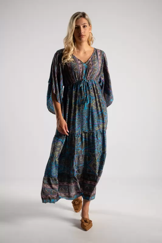 Φόρεμα Μεταξωτό Maxi Ethnic