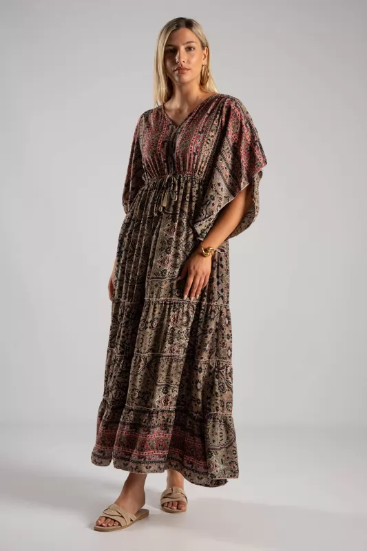 Φόρεμα Μεταξωτό Maxi Ethnic