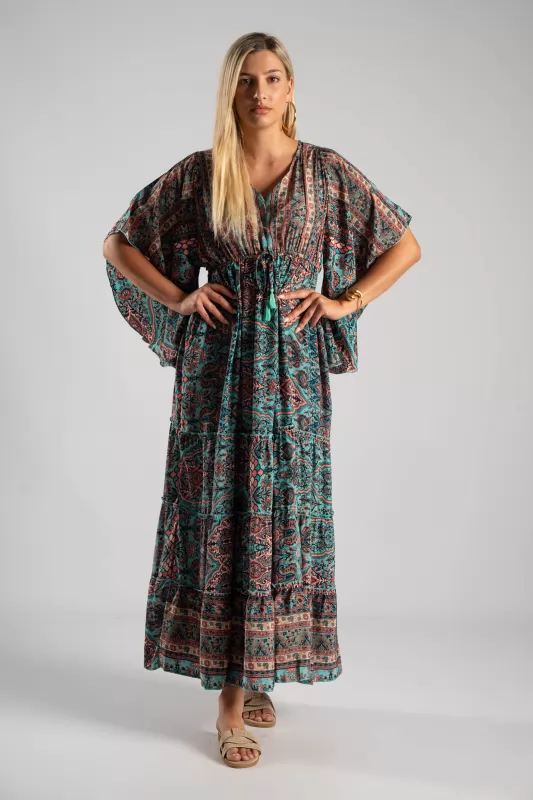 Φόρεμα Μεταξωτό Maxi Ethnic