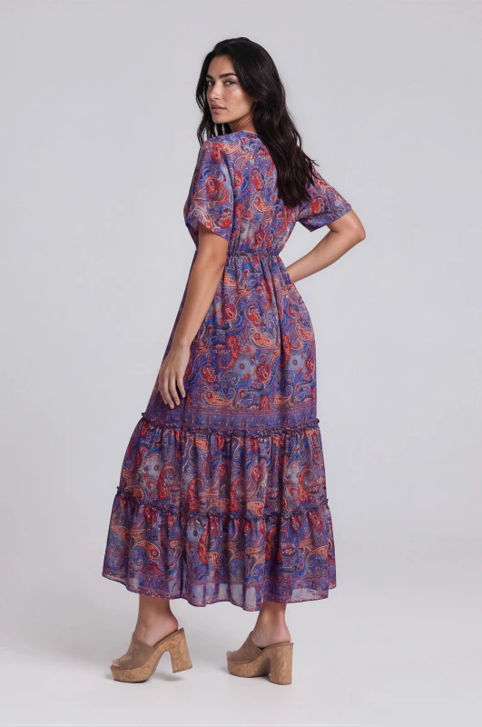 Dress Silk V-Neckline Embroidery