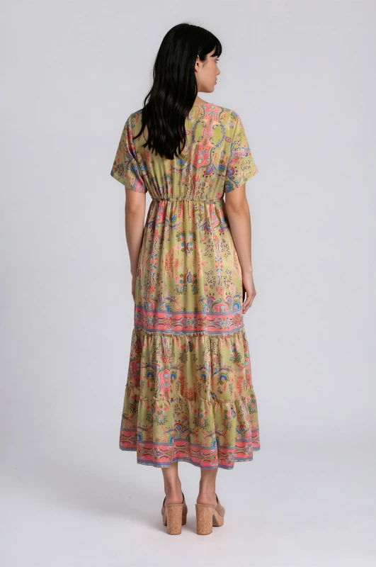Dress Silk V-Neckline Embroidery