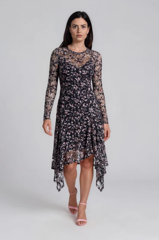 Φόρεμα Midi Δαντέλα Floral Valeria