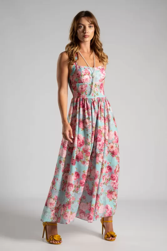 Φόρεμα Midi Floral Σφηγγοφωλιά