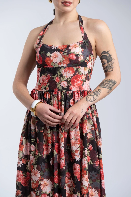 Φόρεμα Midi Floral Σφηγγοφωλιά