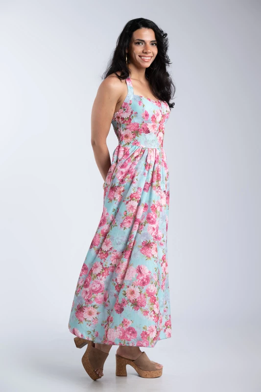 Φόρεμα Midi Floral Σφηγγοφωλιά