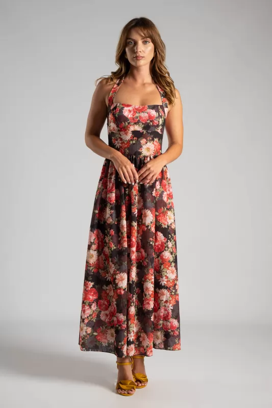 Φόρεμα Midi Floral Σφηγγοφωλιά
