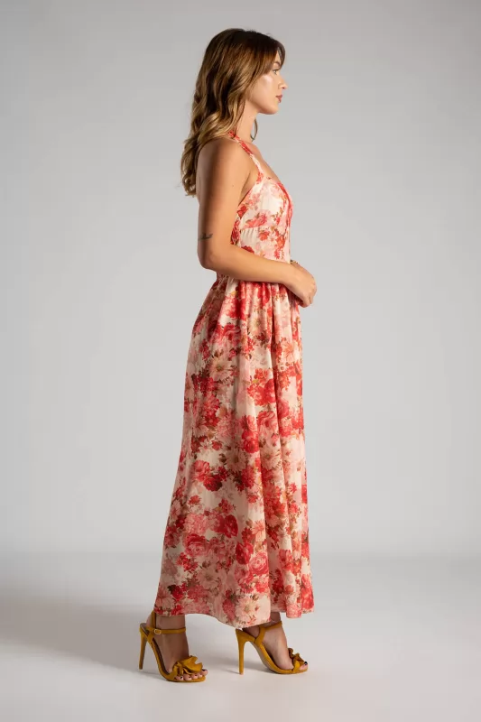 Φόρεμα Midi Floral Σφηγγοφωλιά