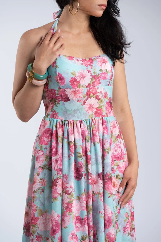 Φόρεμα Midi Floral Σφηγγοφωλιά