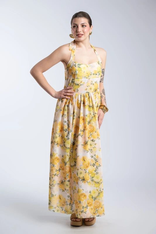 Φόρεμα Midi Floral Σφηγγοφωλιά