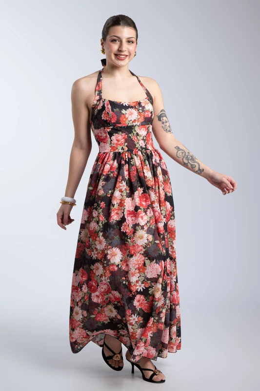 Φόρεμα Midi Floral Σφηγγοφωλιά
