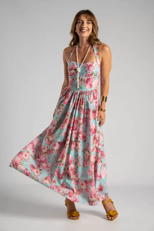 Φόρεμα Midi Floral Σφηγγοφωλιά