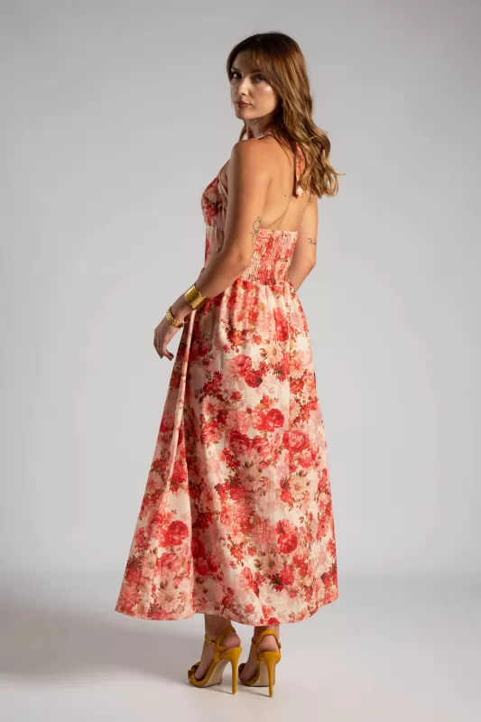 Φόρεμα Midi Floral Σφηγγοφωλιά