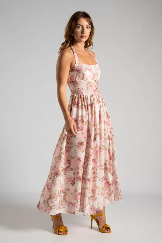Φόρεμα Midi Floral Σφηγγοφωλιά