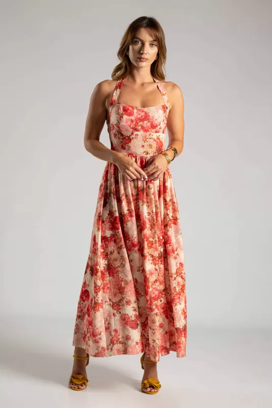 Φόρεμα Midi Floral Σφηγγοφωλιά