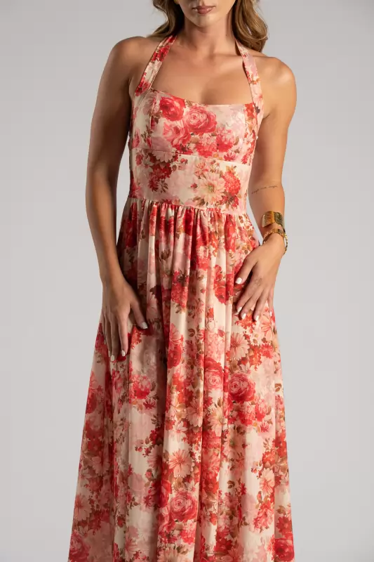 Φόρεμα Midi Floral Σφηγγοφωλιά