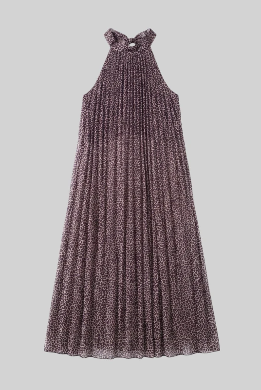 Φόρεμα Midi Halter Λαιμόκοψη Leopard