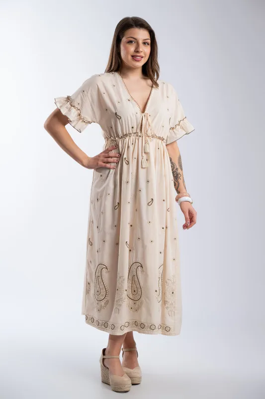 Midi Dress Embroidered Details 
