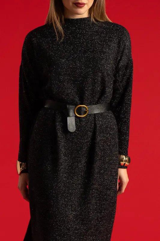 Φόρεμα Midi Lurex Ζώνη