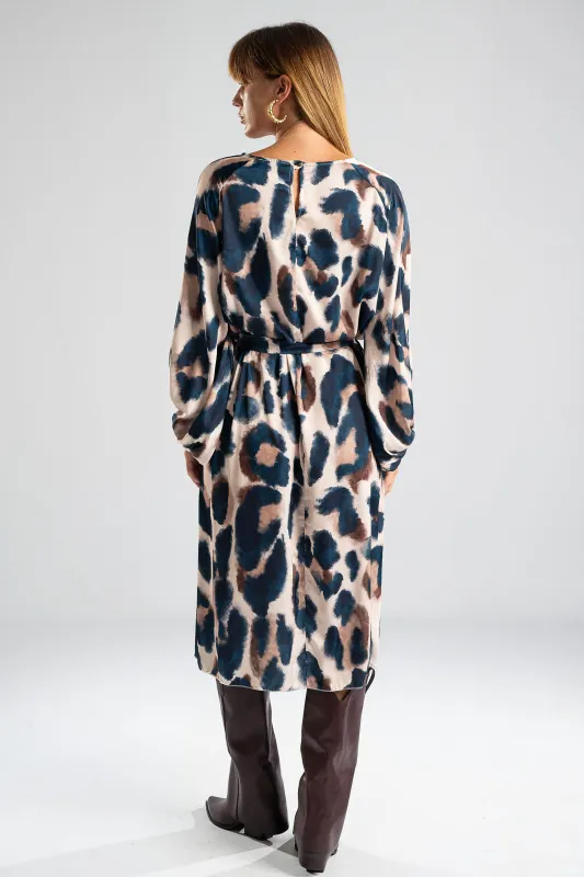 Dress Leopard Midi Satin 