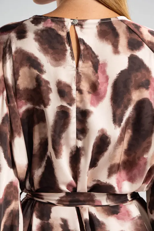 Dress Leopard Midi Satin 