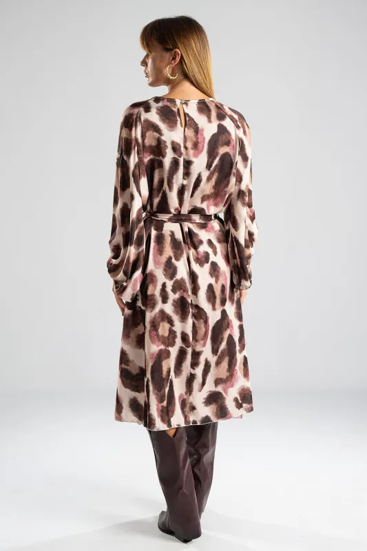 Dress Leopard Midi Satin 