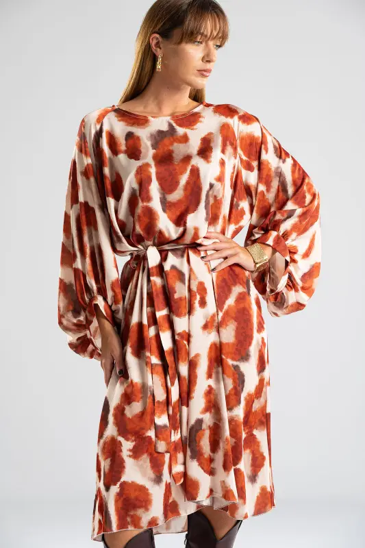 Dress Leopard Midi Satin 